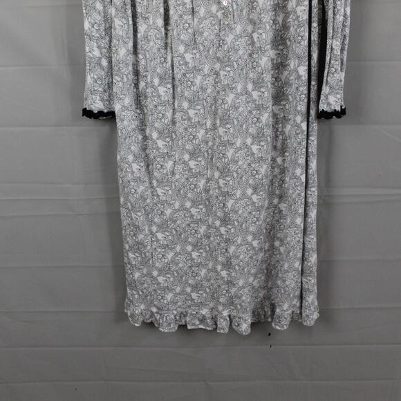 Eileen West Medium Maxi Paisley Floral Long Sleeve White Nightgown Cottagecore - Picture 3 of 11